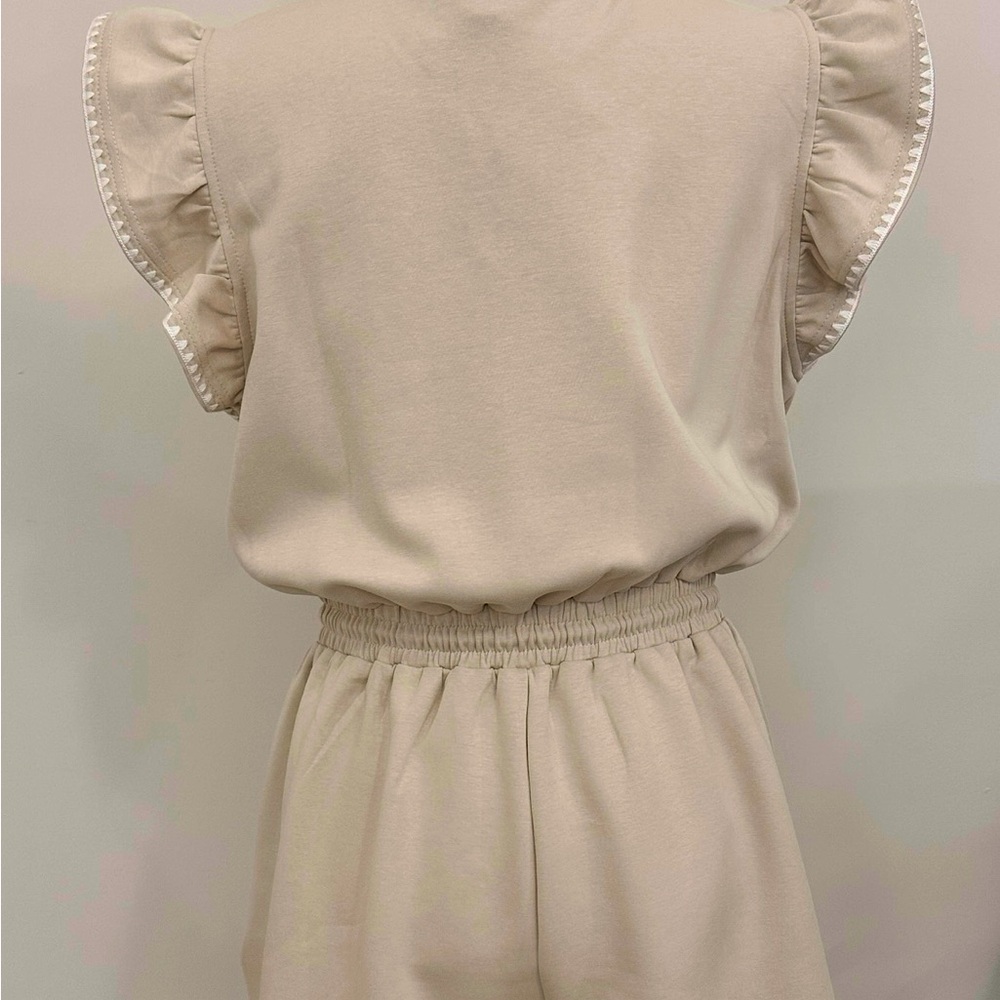 Umgee Cream Ruffle Sleeve Romper - Picture 2 of 2